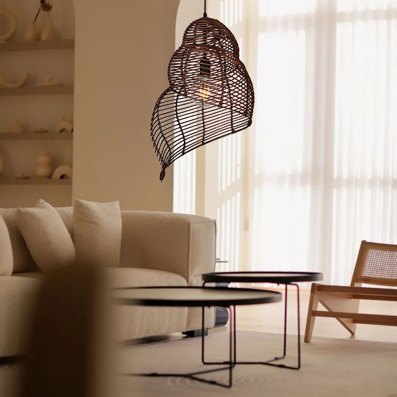 Conch Wicker Lamp Handmade Rattan Light Bamboo Lampshade